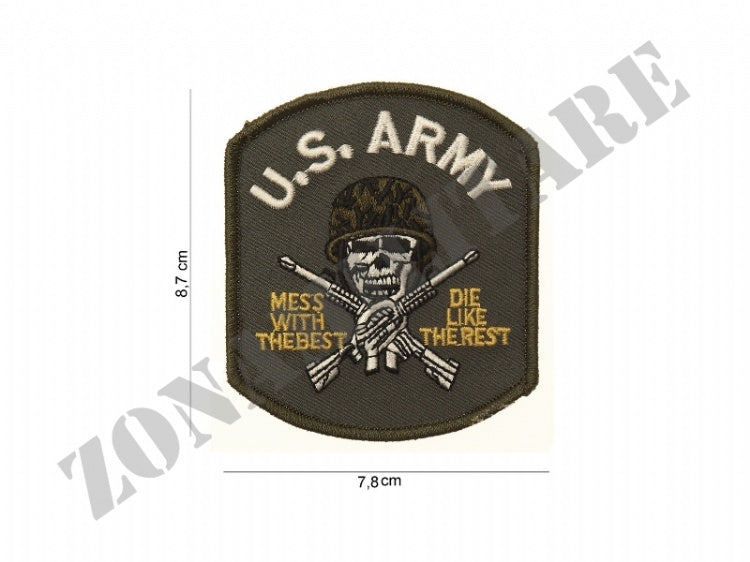 Patch Termo Adesiva Ricamata U.S. Army Con Teschio