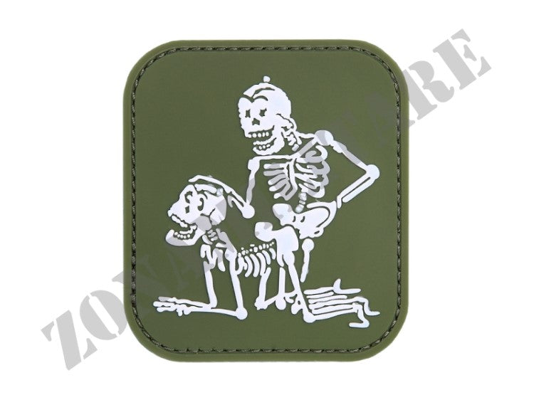 Toppa Softair Patch Pvc Skeleton Con Velcro Verde