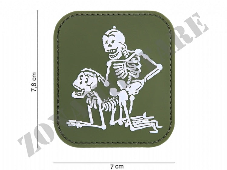 Toppa Softair Patch Pvc Skeleton Con Velcro Verde