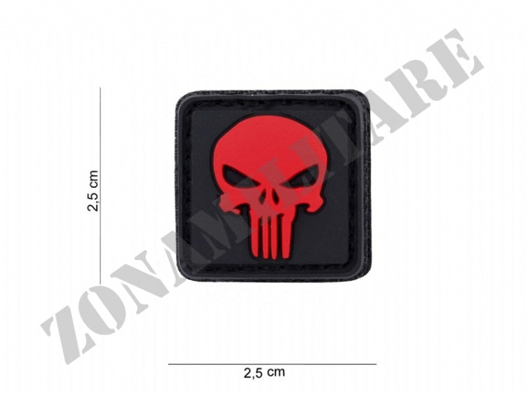 Patch Gommata Pvc 3D Punisher Rosso Con Velcro