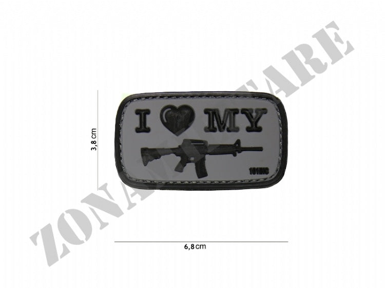 Patch Gommata I Love My M4 Gray Con Velcro