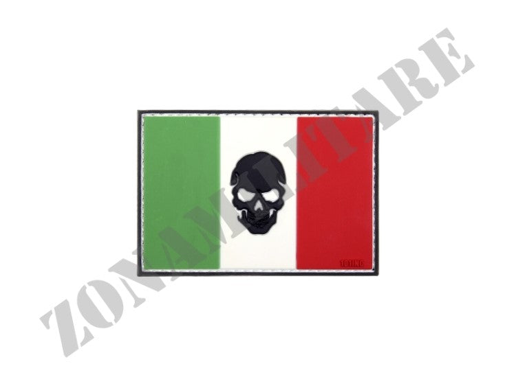 Patch Gommata Bandiera Italia Con Teschio Con Velcro