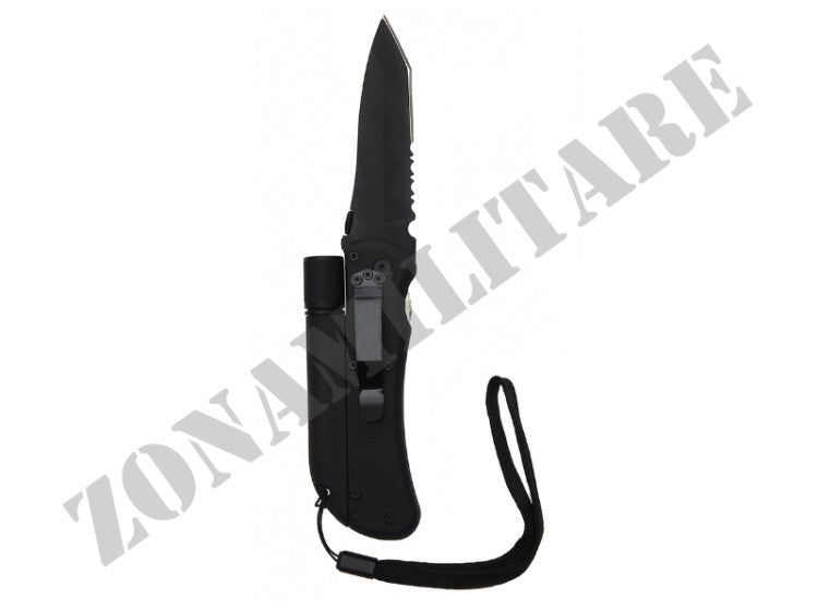 Coltello Survival Con Lampadina E Accendi Fuoco Black