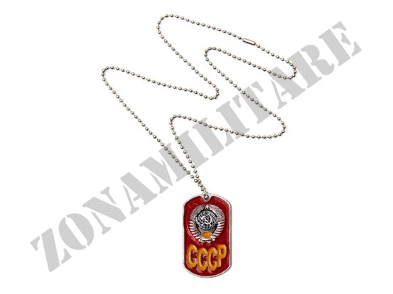 Piastrina Dog Tag Russa In Metallo Red Silver/Chrome Cccp