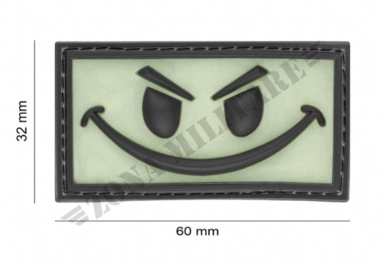 Evil Smiley Rubber Patch Jtg Glow Back Color