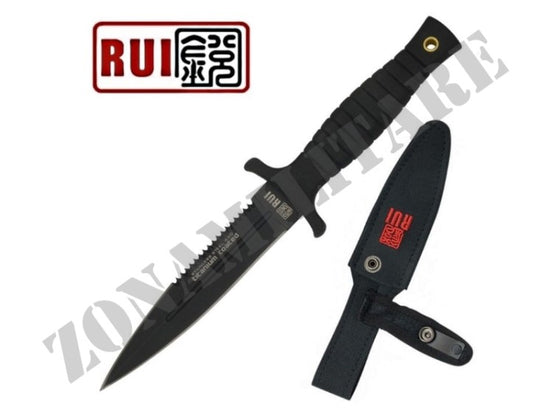 Coltello Rui Nero Lama Da 12,5Cm Con Sega E Fodero