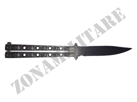 Coltello Skulls Martinez Albainox Butterfly Nero Decorato