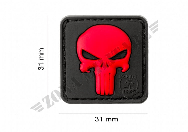 Patch gommata Punisher nera e rossa