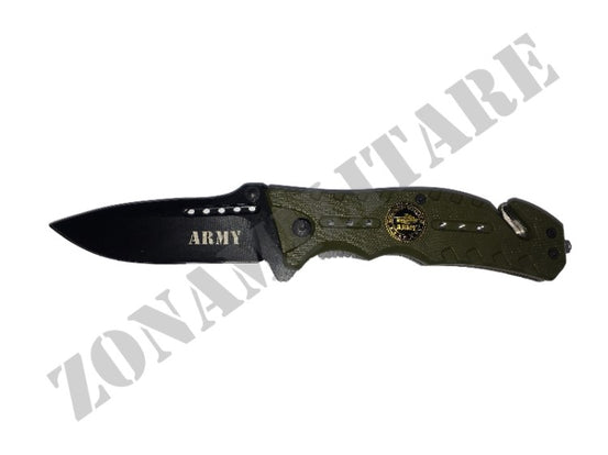 Coltello Army Richiudibile Con Manico Verde Lama Liscia