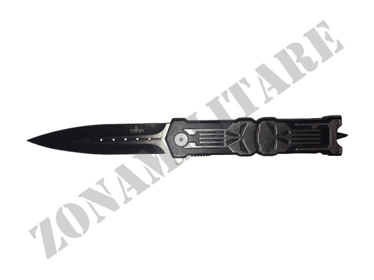 Coltello Crossnar Doppio Punisher Black & Silver Lama Punta