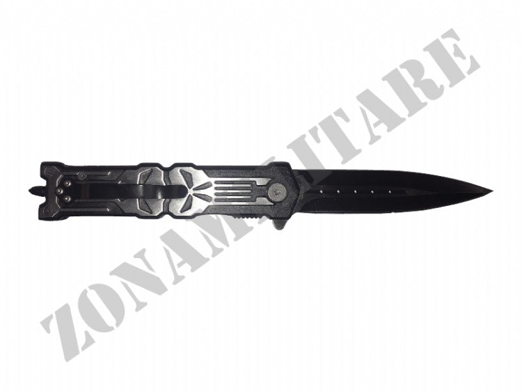 Coltello Crossnar Doppio Punisher Black & Silver Lama Punta