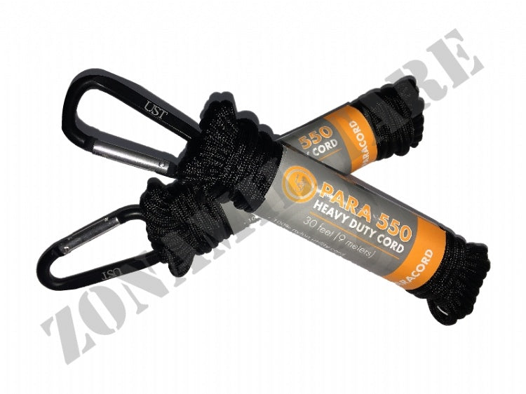 Matassina Paracord Con Moschettone Uts Nero 9Mt