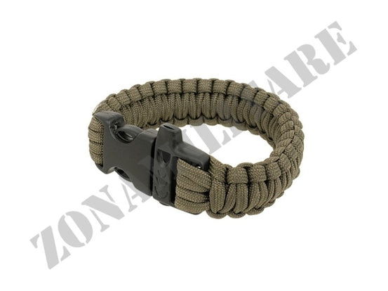 Braccialetto In Paracord Moschettone E Fischietto Verde Od