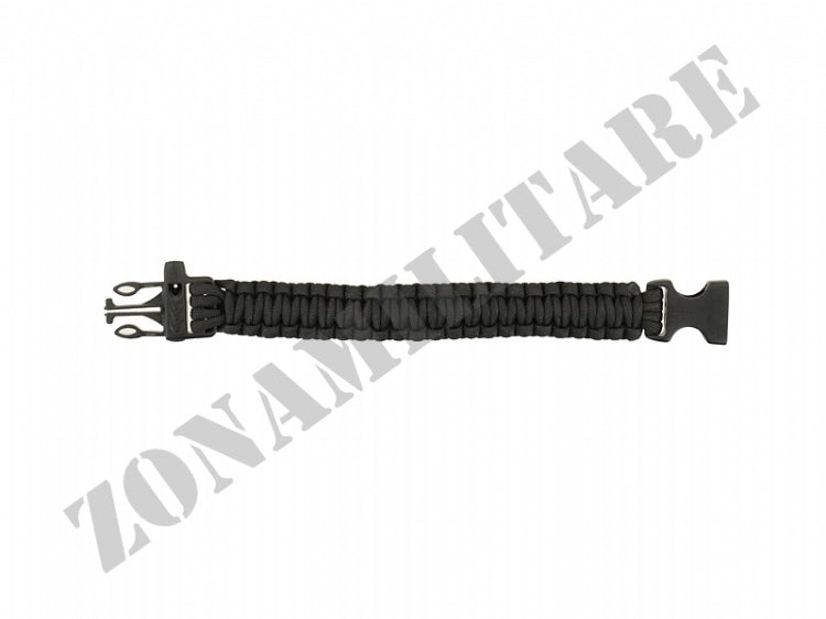 Braccialetto In Paracord Moschettone E Fischietto Nero