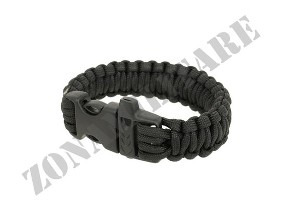 Braccialetto In Paracord Moschettone E Fischietto Nero