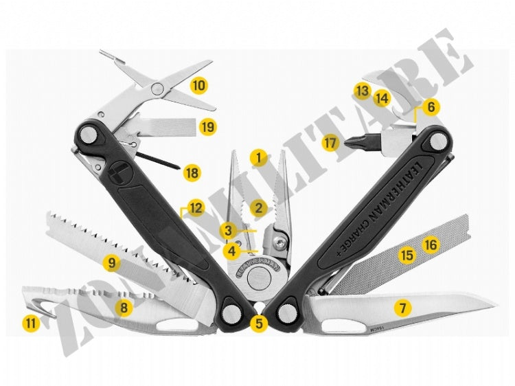 Multifunzione Charge Plus Black Leatherman 19 Utensili