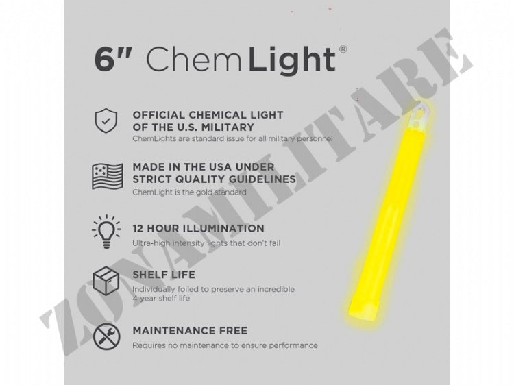 Cyalume Chemlight Giallo Durata 12H Defcon 5