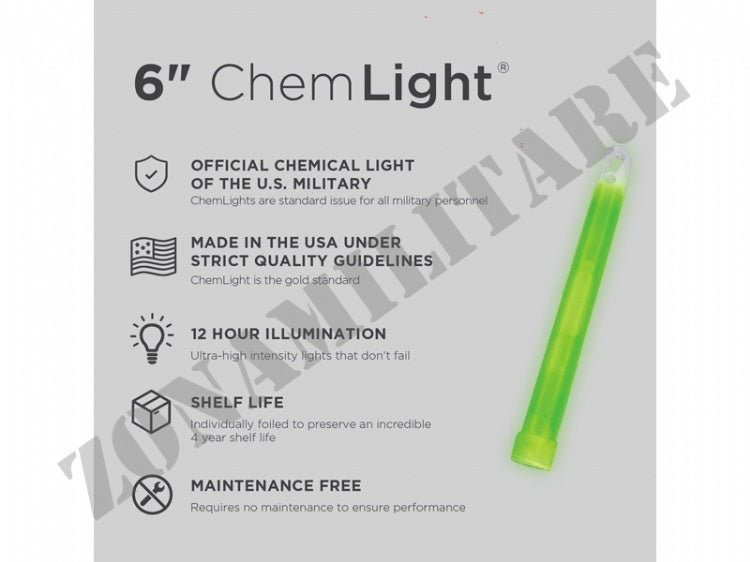 Cyalume Chemlight Verde Durata 12H Defcon 5