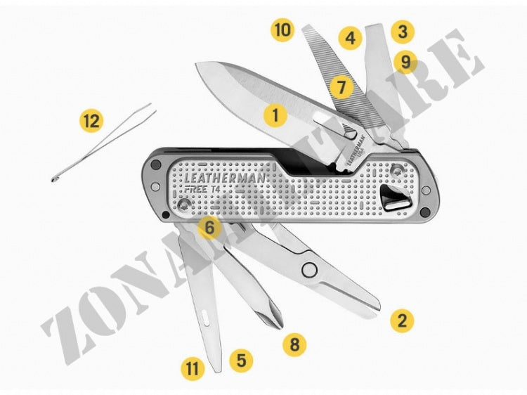 Multifunzione Free T4 Steel Leatherman 12 Utensili