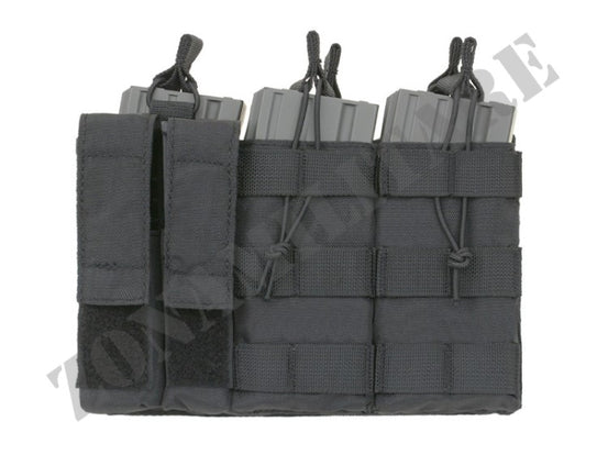 Triple 5.56 Mag/Pistol Pouch Panel Black Color 8 Fields