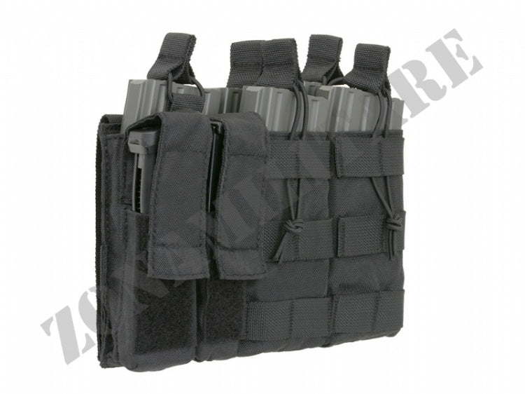 Triple 5.56 Mag/Pistol Pouch Panel Black Color 8 Fields