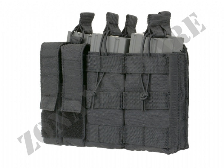 Triple 5.56 Mag/Pistol Pouch Panel Black Color 8 Fields