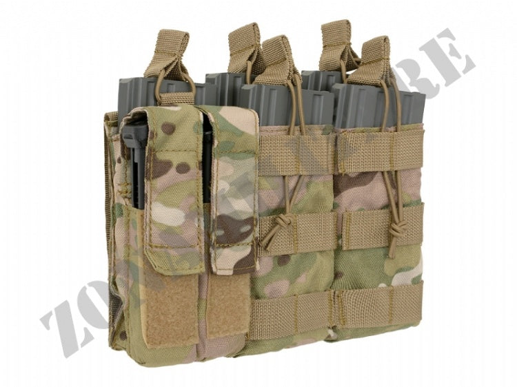 Triple 5.56 Mag/Pistol Pouch Panel Multicam Color 8 Fields