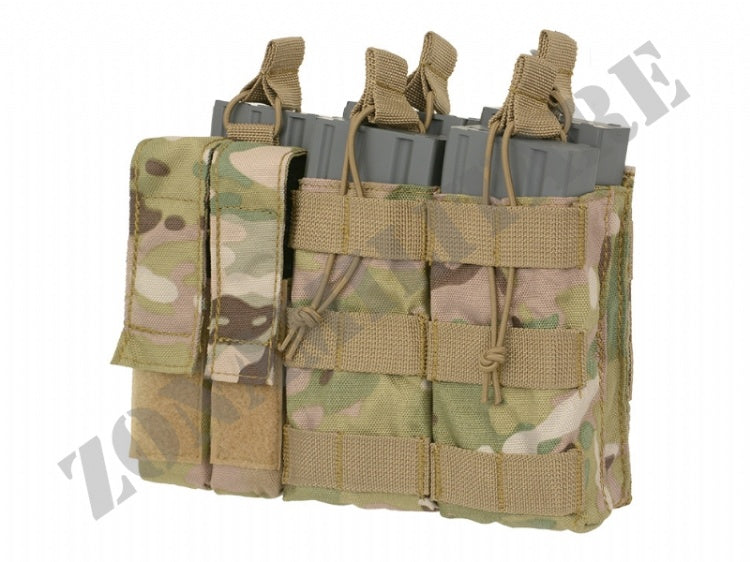 Triple 5.56 Mag/Pistol Pouch Panel Multicam Color 8 Fields