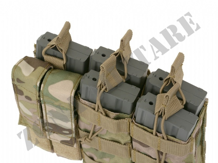 Triple 5.56 Mag/Pistol Pouch Panel Multicam Color 8 Fields