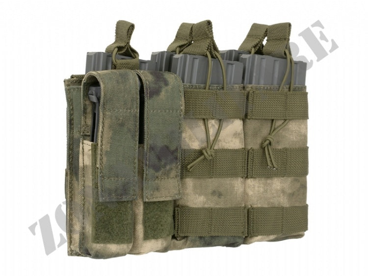 Triple 5.56 Mag/Pistol Pouch Panel Foliage Green Color 8 Fields