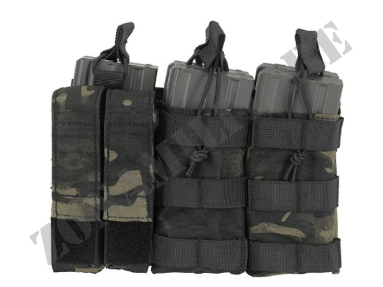 Triple 5.56 Mag/Pistol Pouch Panel Multicam Black Color 8 Fields