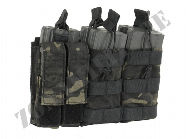 Triple 5.56 Mag/Pistol Pouch Panel Multicam Black Color 8 Fields