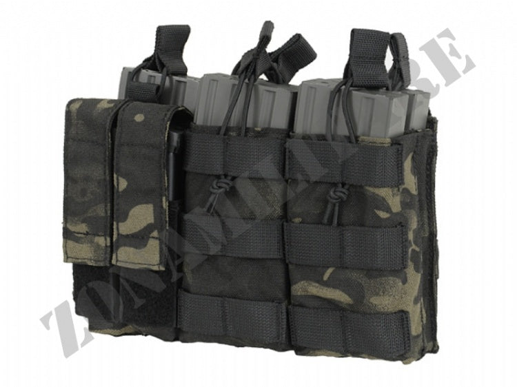 Triple 5.56 Mag/Pistol Pouch Panel Multicam Black Color 8 Fields