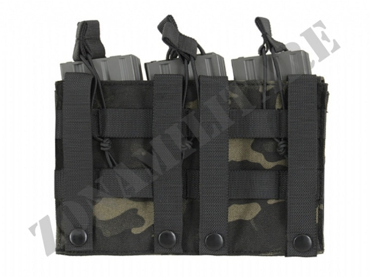 Triple 5.56 Mag/Pistol Pouch Panel Multicam Black Color 8 Fields