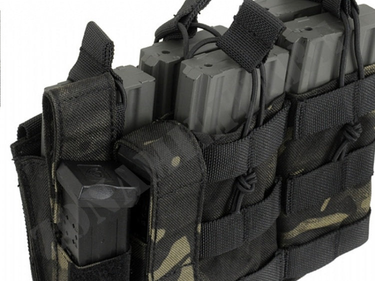 Triple 5.56 Mag/Pistol Pouch Panel Multicam Black Color 8 Fields