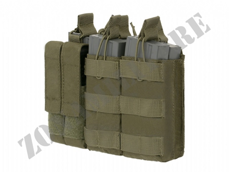 Triple 5.56 Mag/Pistol Pouch Panel Od Green Color 8 Fields