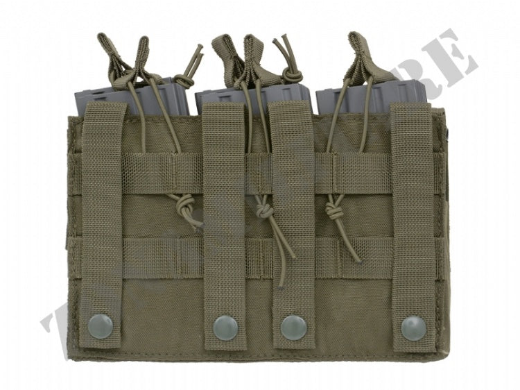 Triple 5.56 Mag/Pistol Pouch Panel Od Green Color 8 Fields