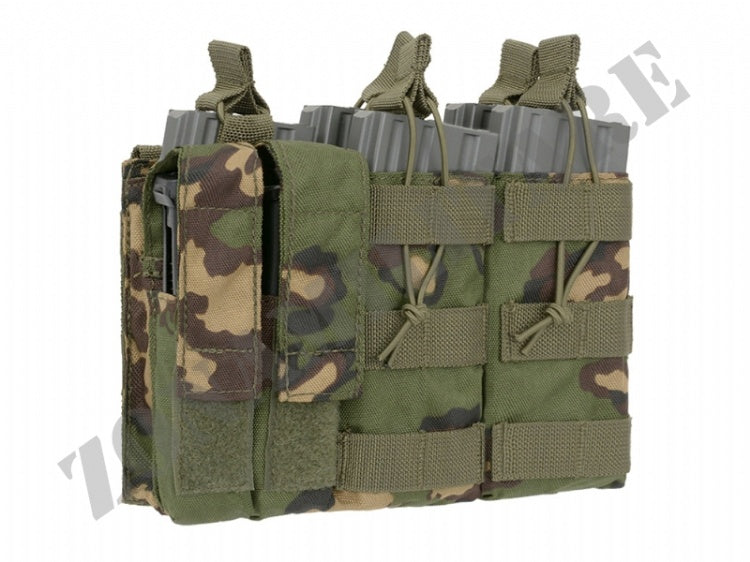 Triple 5.56 Mag/Pistol Pouch Panel Woodland Color 8 Fields