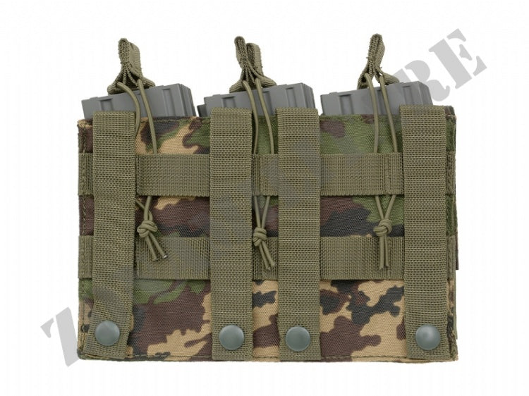 Triple 5.56 Mag/Pistol Pouch Panel Woodland Color 8 Fields