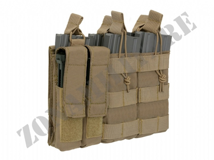 Triple 5.56 Mag/Pistol Pouch Panel Coyote Color 8 Fields