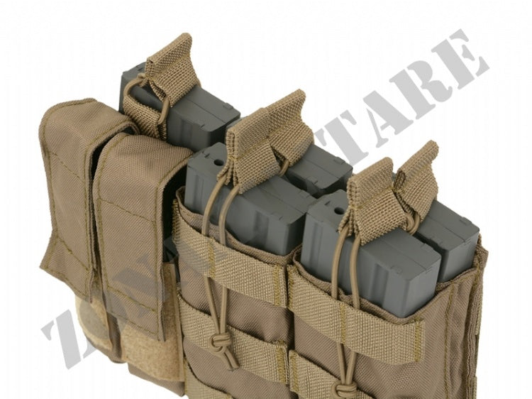 Triple 5.56 Mag/Pistol Pouch Panel Coyote Color 8 Fields