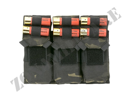 Porta Caricatori Tripla 5.56 Con Porta Cal.12 Multicam Black 8 Fields