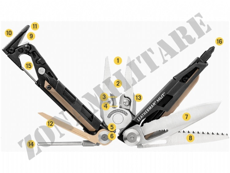 Multifunzione Mut Steel Leatherman 16 Utensili