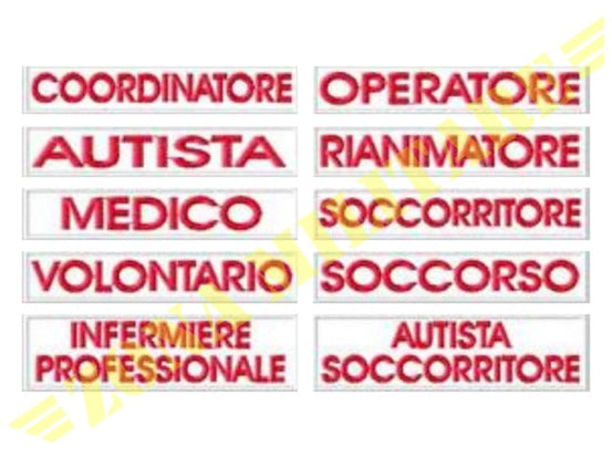 Patch Professionale Con Velcro Ricamo Rosso