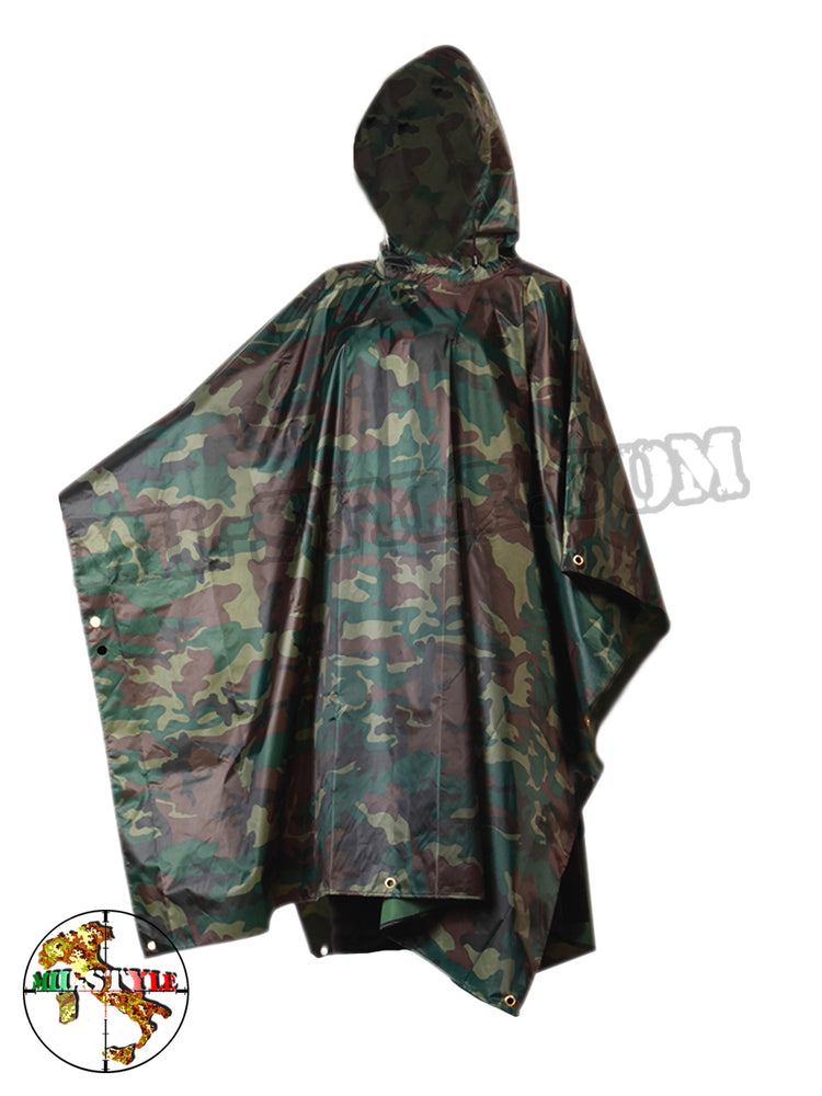 PONCHO MIMETICO IN PVC WOODLAND