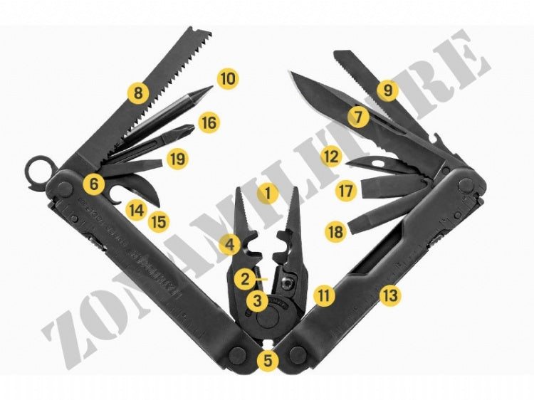 Multifunzione Super Tool 300 Eod Black Leatherman 19 Utensili