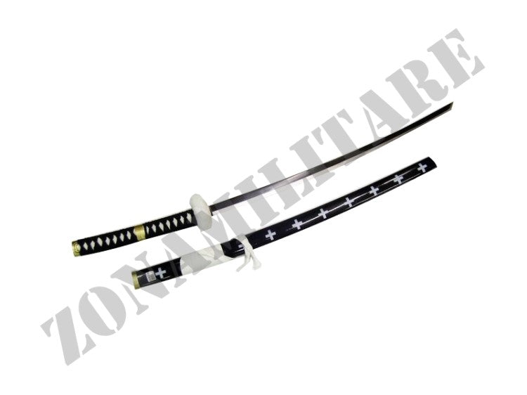 Katana One Piece Lama Inox E Manico Intrecciato Nero