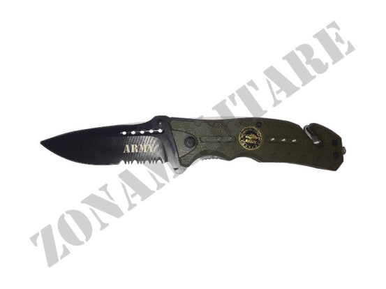 Coltello Crossnar Army Od Green Con Taglia Cinghia E Punteruolo