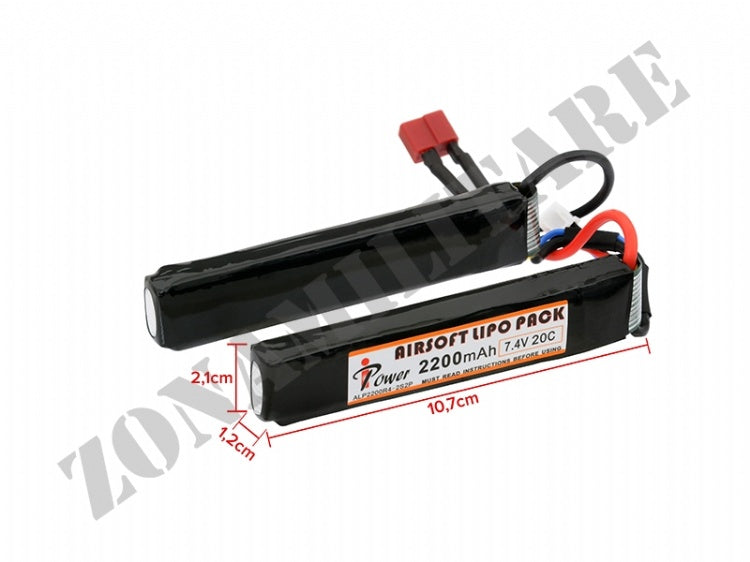 Batteria Lipo 7.4V 2200Mah 20C Twintype Con Attacco Deans Ipower