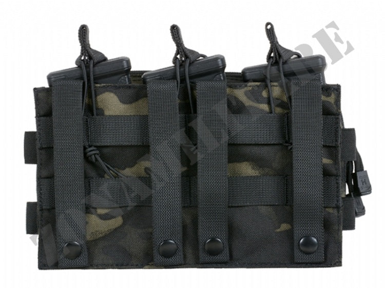 Molle Triple Rifle Mag/Gp Pouch Multicam Black 8 Fields